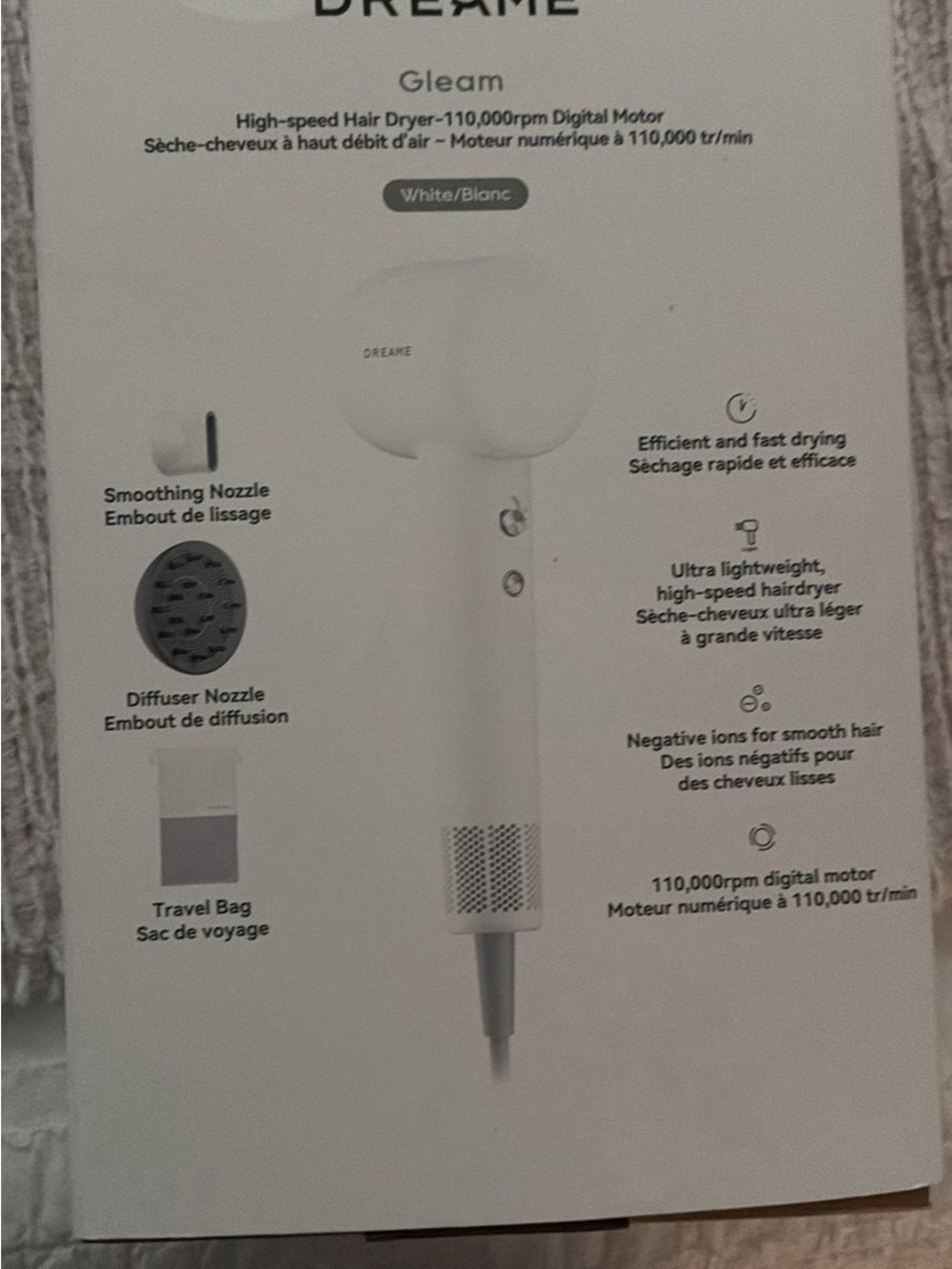 Dreame Gleam High-Speed White Hair Dryer